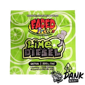 Faded Fruits THC Gummies (500mg) - Lime Diesel (Sativa)