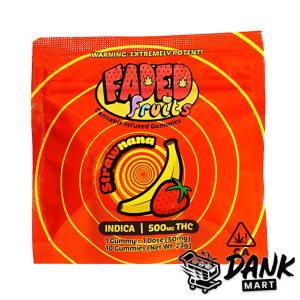 Faded Fruits THC Gummies (500mg) – Strawnana (Indica)