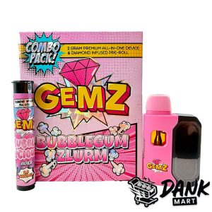 GEMZ 2G Premium All In One Device & Diamond Infused Pre-Roll Combo Pack - BUBBLEGUM ZLURM