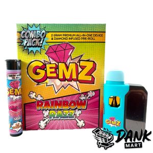 GEMZ 2G Premium All In One Device & Diamond Infused Pre-Roll Combo Pack - RAINBOW RAZZ