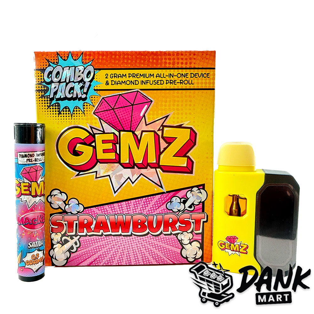GEMZ-2G-Premium-All-In-One-Device-&-Diamond-Infused-Pre-Roll-Combo-Pack---STRAWBURST-DM GEMZ 2G Premium All In One Device & Diamond Infused Pre-Roll Combo Pack - STRAWBURST
